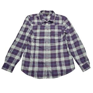 I Heart Ronson Flannel Shirt Plaid Long Sleeve Wool Blend Button Up Purple Large